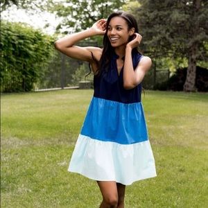 Gibson X Hi Sugarplum Flamingo Tier Dress - L Blue